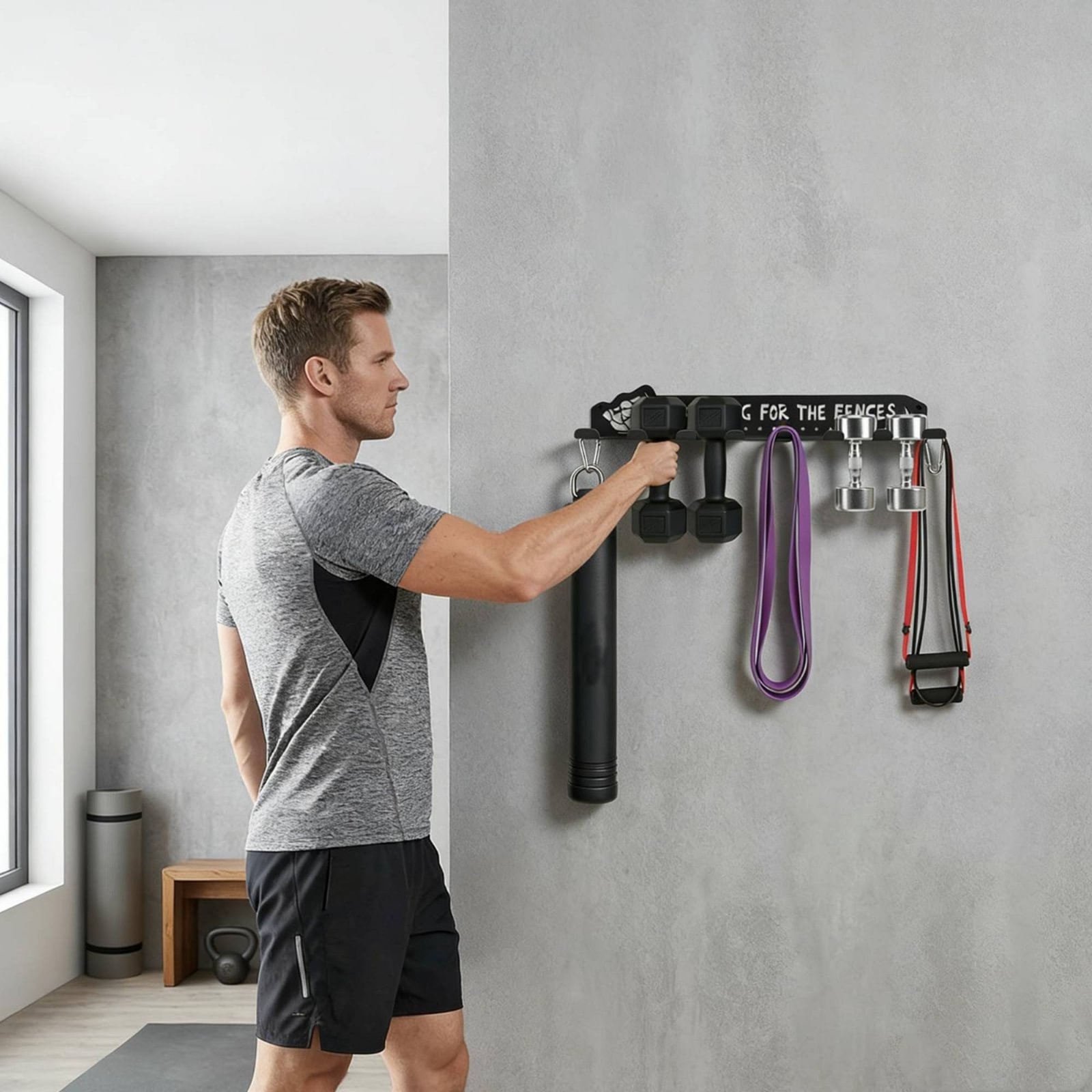 Heavy Equipment Garage - حامل معدات رياضية بـ 8 خطافات،